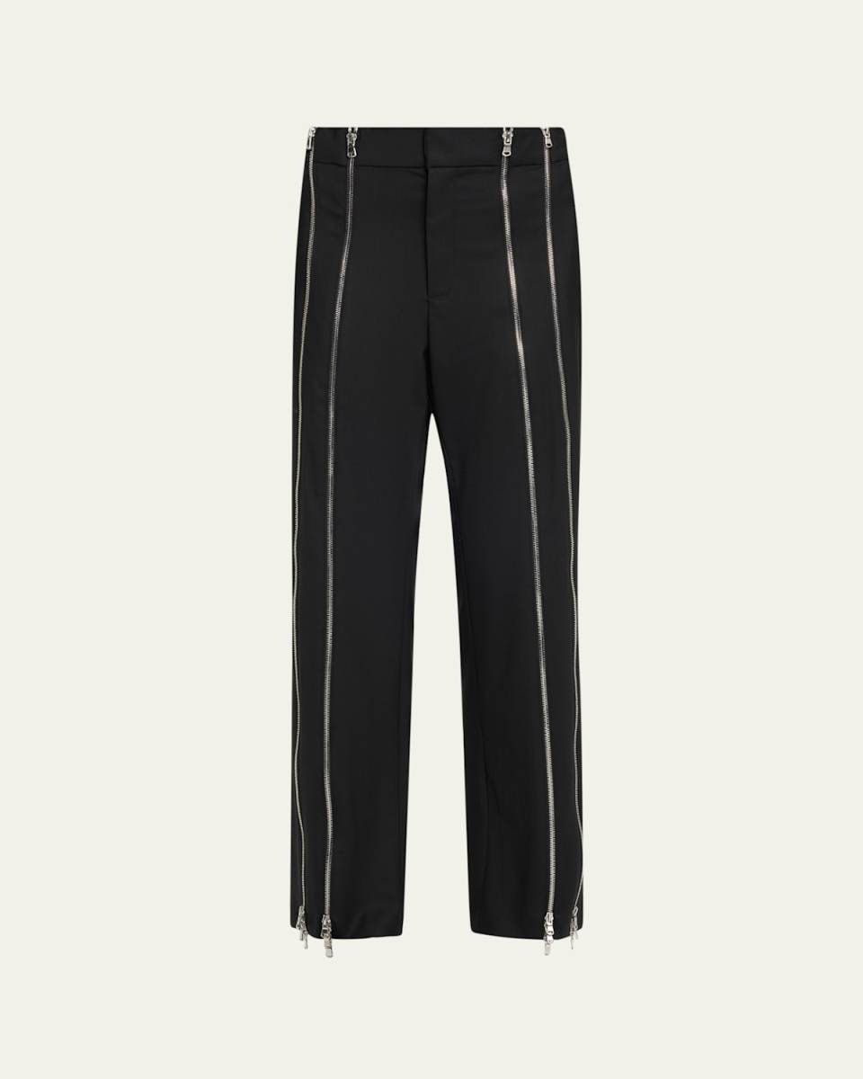 Zippered Tailored Wool Trousers